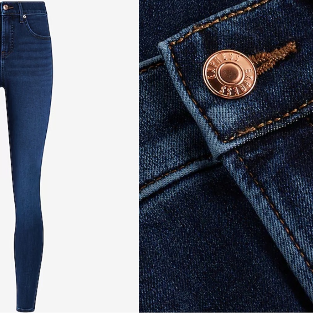 Express Indigo Wash Women's Mid-Rise Skinny Jeans - Picture 7 of 11